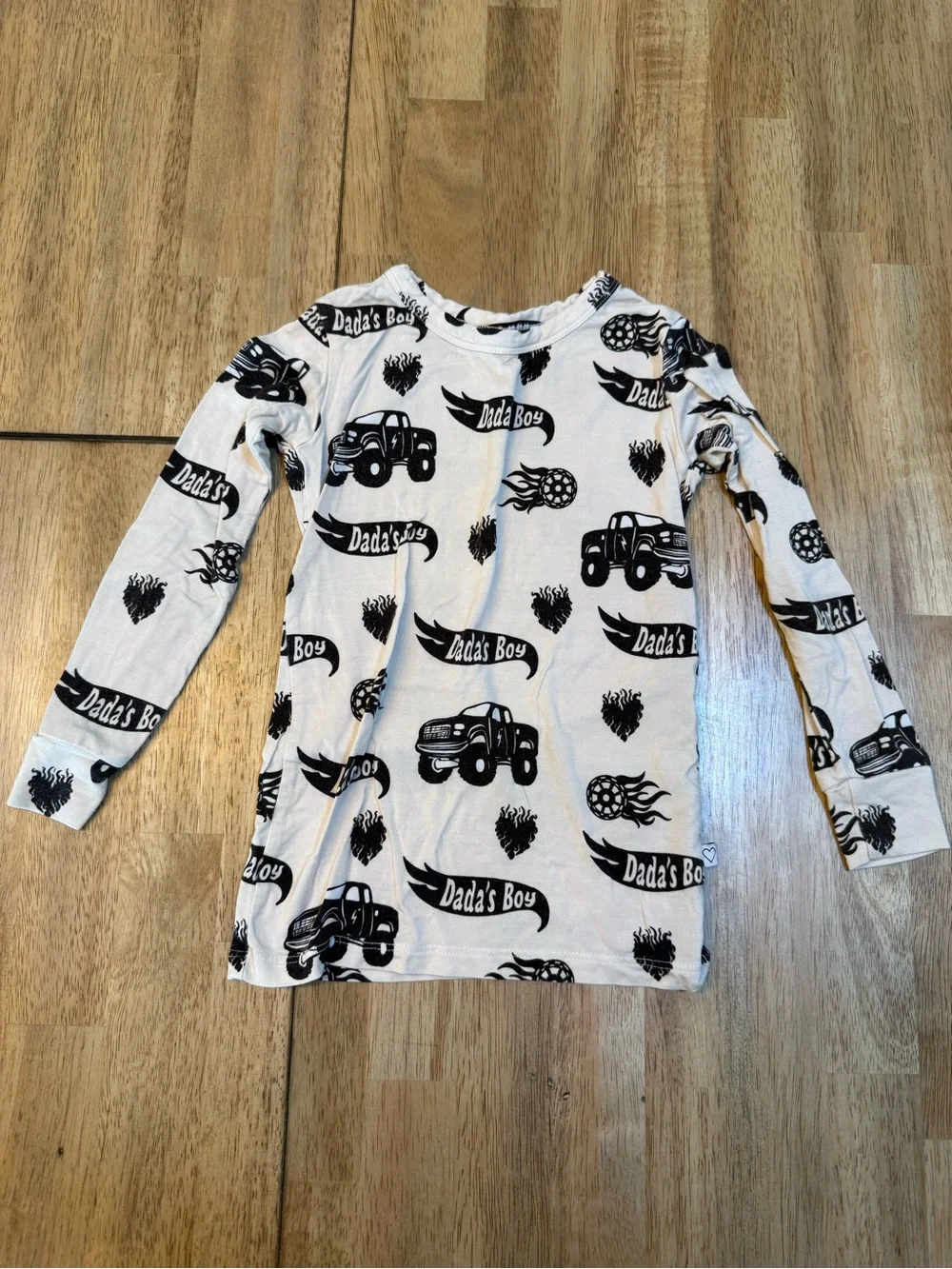 Kids White & Black 'Dad's Boy' Truck Pajama Set